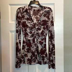 Free People Mesh Floral Button Down